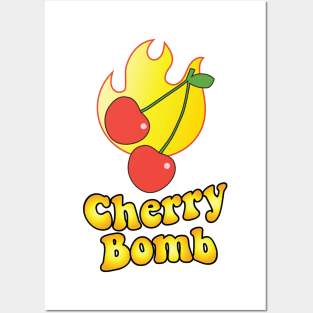 Yellow and Cherry Bomb Flaming Design Posters and Art